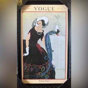 Vogue Magazine Cover Summer Fashions 1921 Elegant Art Deco Lady Framed Print